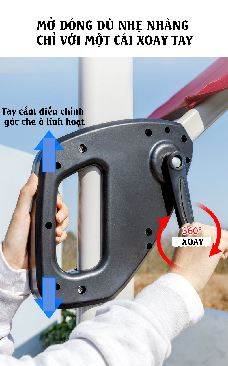 Dù hòa phát lệch tâm hệ nâng hạ màu trắng