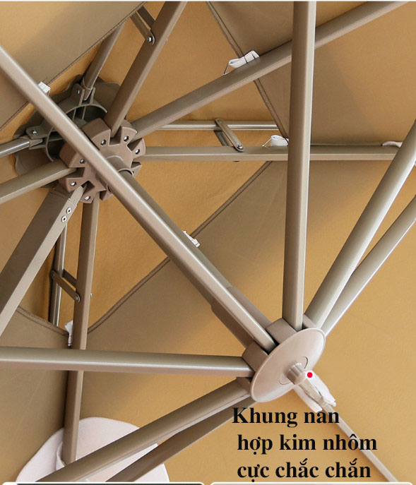 Dù hòa phát lệch tâm tròn 3m xoay 360 hợp kim nhôm màu đỏ