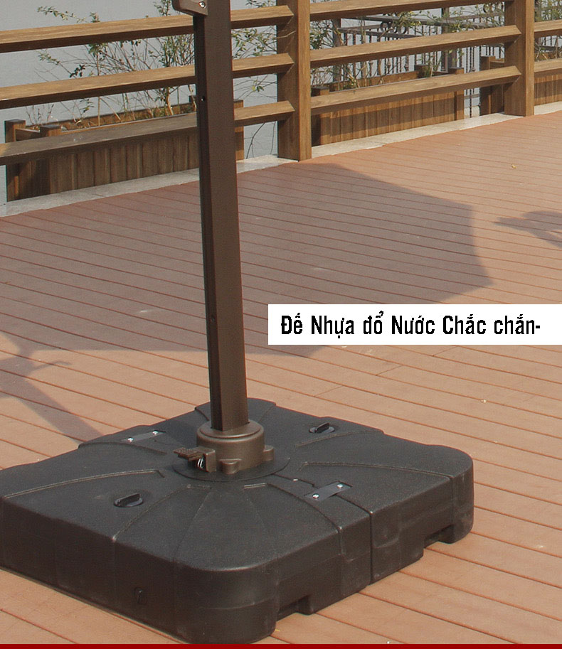 Dù hòa phát lệch tâm tròn 3m xoay 360 hợp kim nhôm màu đỏ