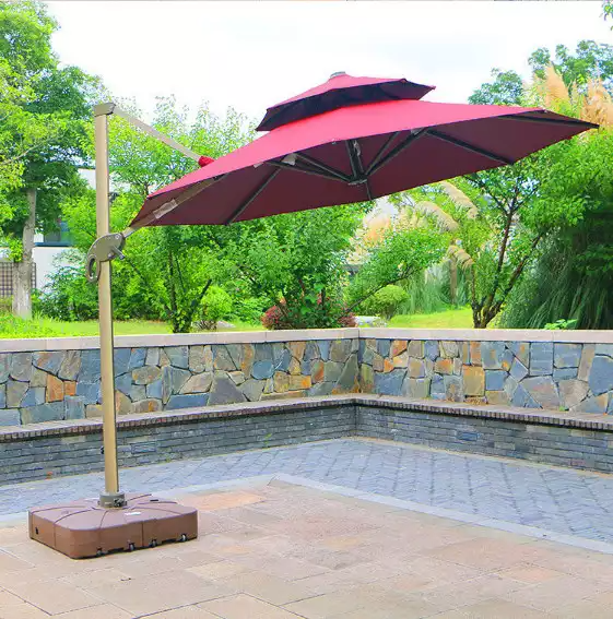 Dù hòa phát lệch tâm tròn 3m xoay 360 hợp kim nhôm màu đỏ