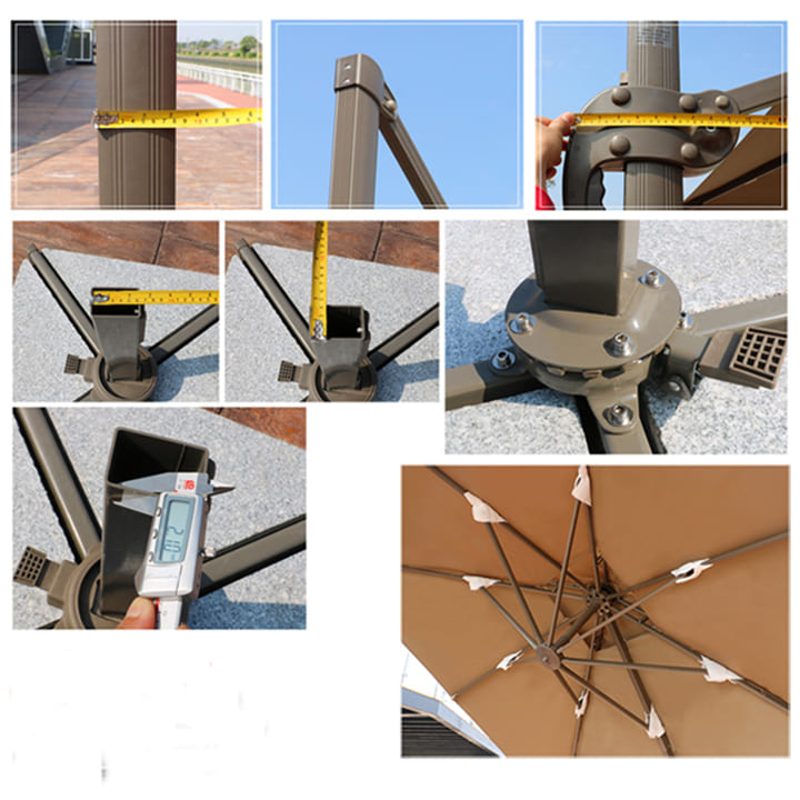 Dù hòa phát lệch tâm vuông 3m hợp kim nhôm xoay 360 màu đỏ