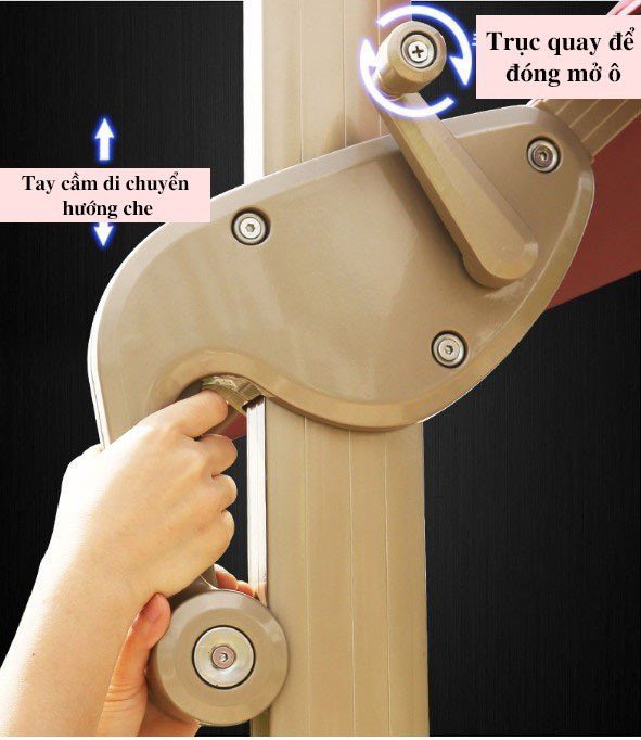 Dù hòa phát lệch tâm vuông 3m hợp kim nhôm xoay 360 màu trắng