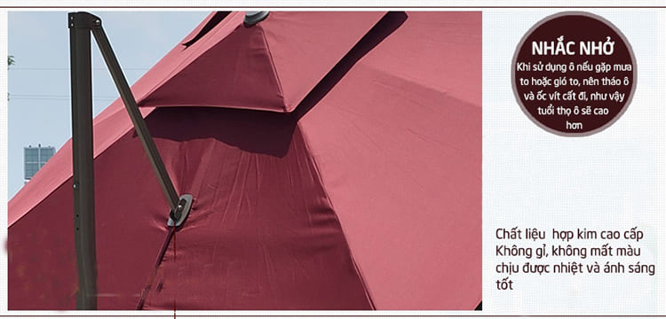Dù hòa phát lệch tâm vuông 3m hợp kim nhôm xoay 360 màu xanh