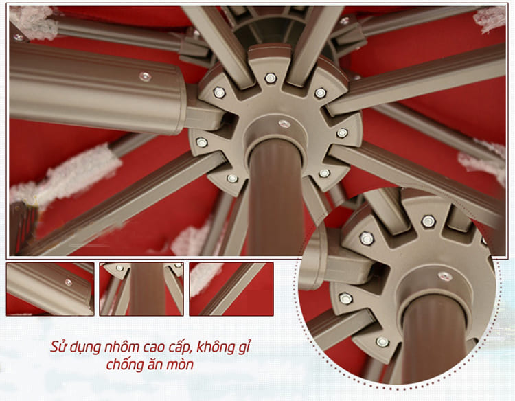 Dù hòa phát lệch tâm vuông 3m hợp kim nhôm xoay 360 màu xanh